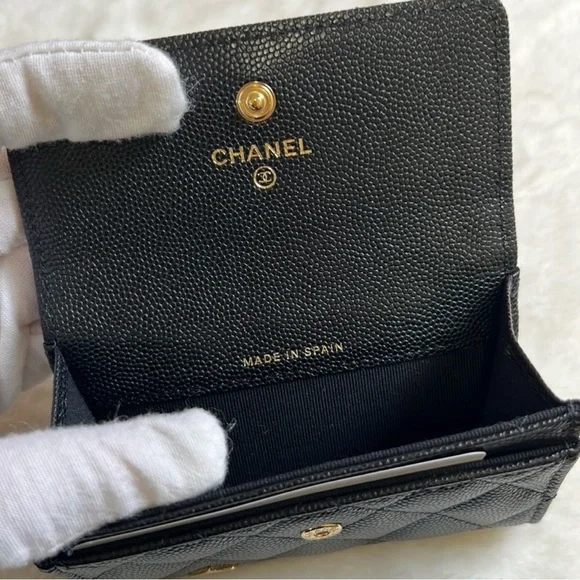 CHANEL Caviar Leather Heart Spade Tri-fold Wallet ♠️ - Picture 6 of 12